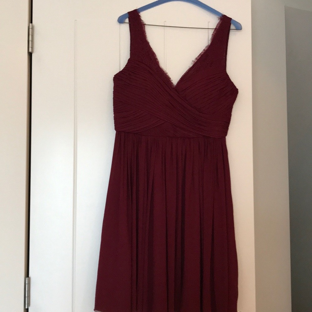 BHLDN Raspberry Chiffon & Lace Dress